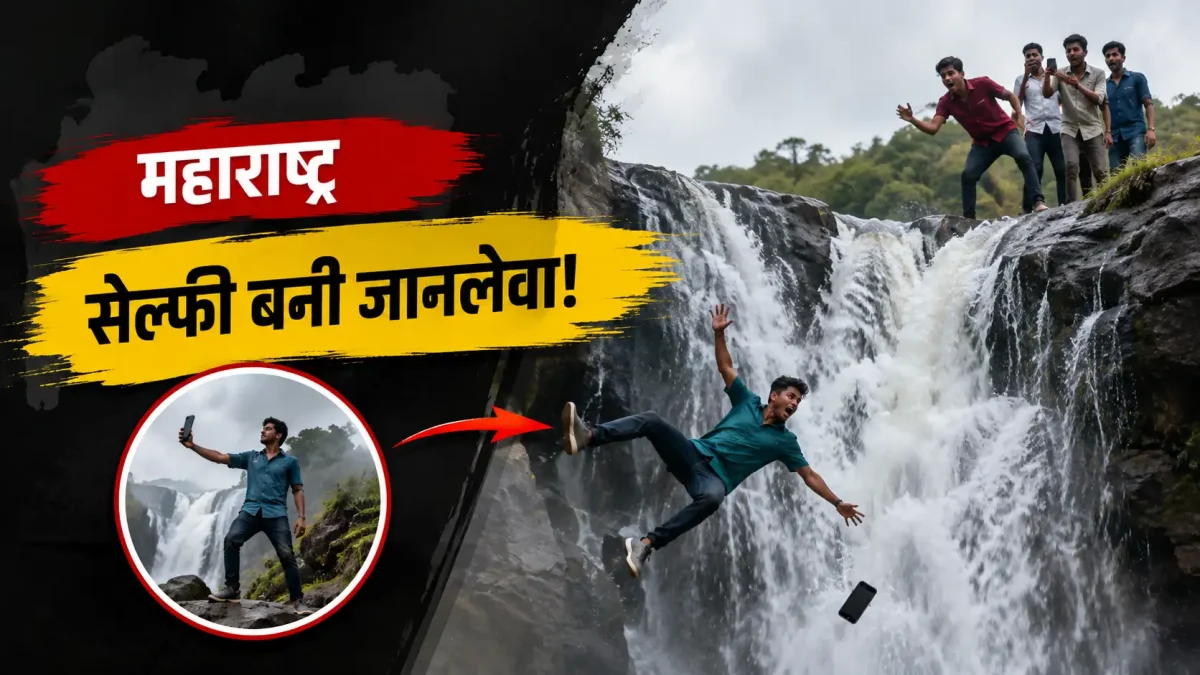 महाराष्ट्र: सेल्फी के चक्कर में झरने में गिरा युवक, मौत को करीब से देख कांप जाएंगे